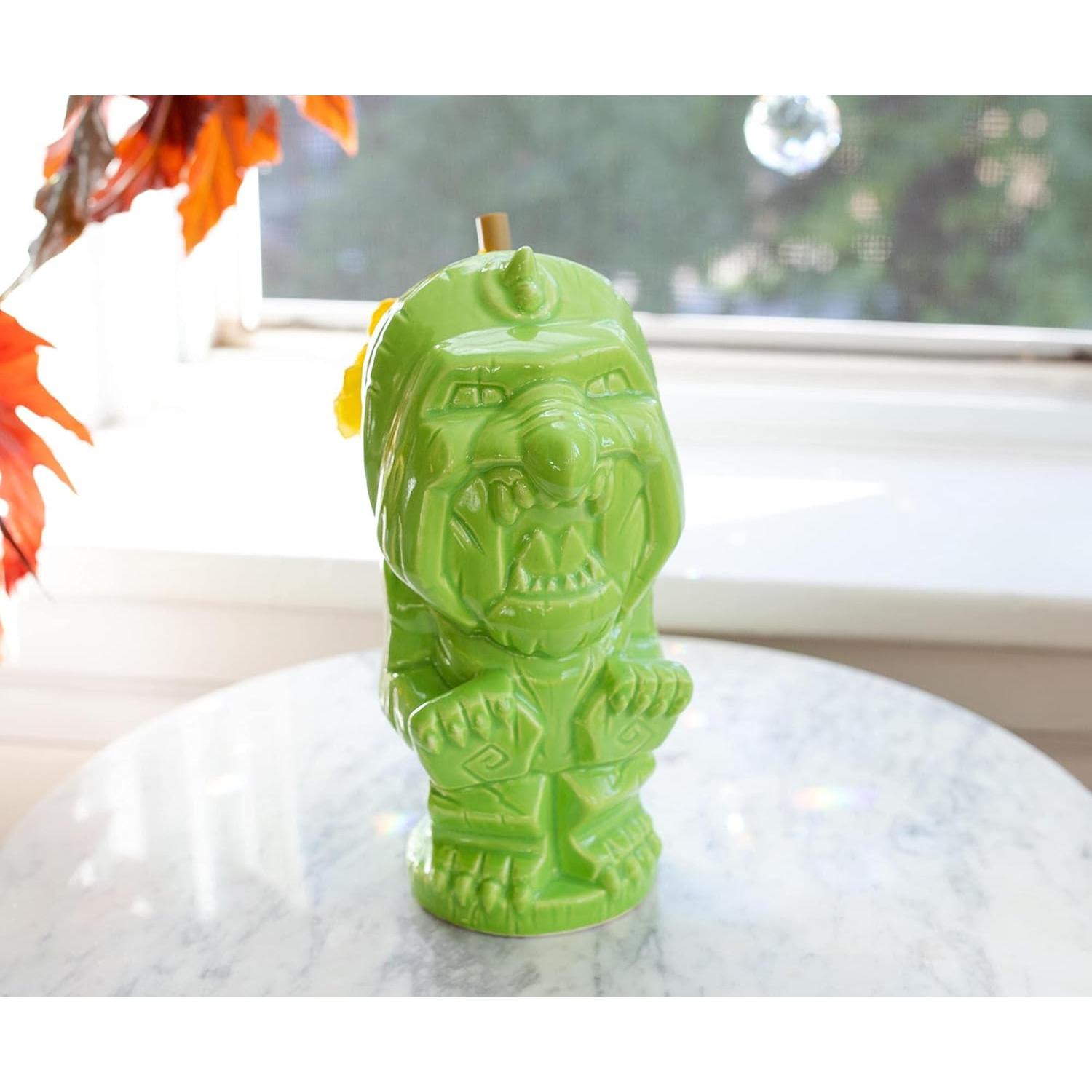 Taza Cerámica Geeki Tikis Gato de Batalla 414 ml Verde