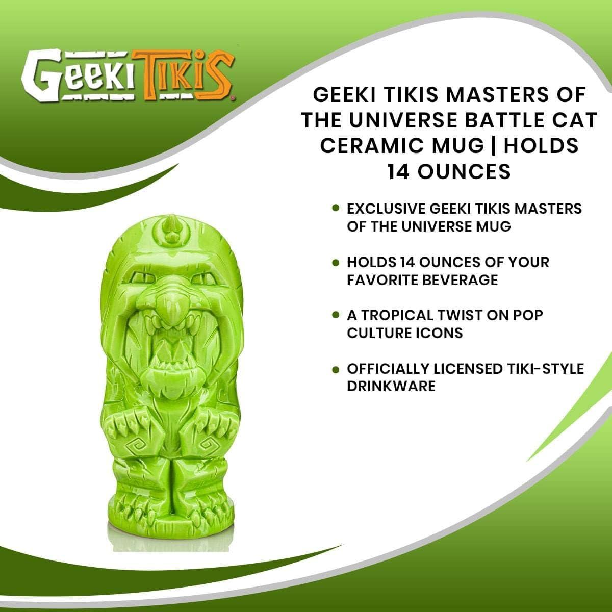 Taza Cerámica Geeki Tikis Gato de Batalla 414 ml Verde