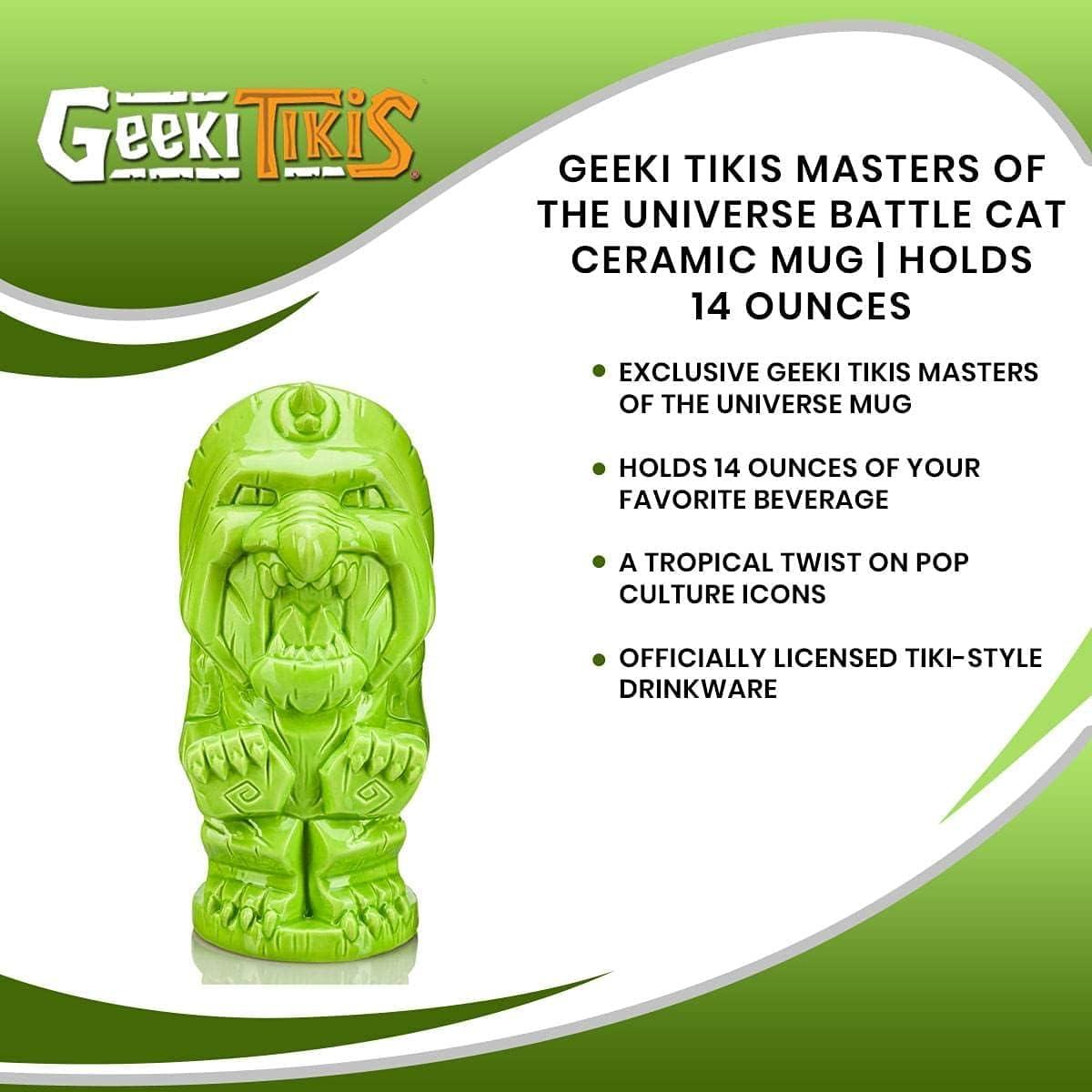 Taza Cerámica Geeki Tikis Gato de Batalla 414 ml Verde