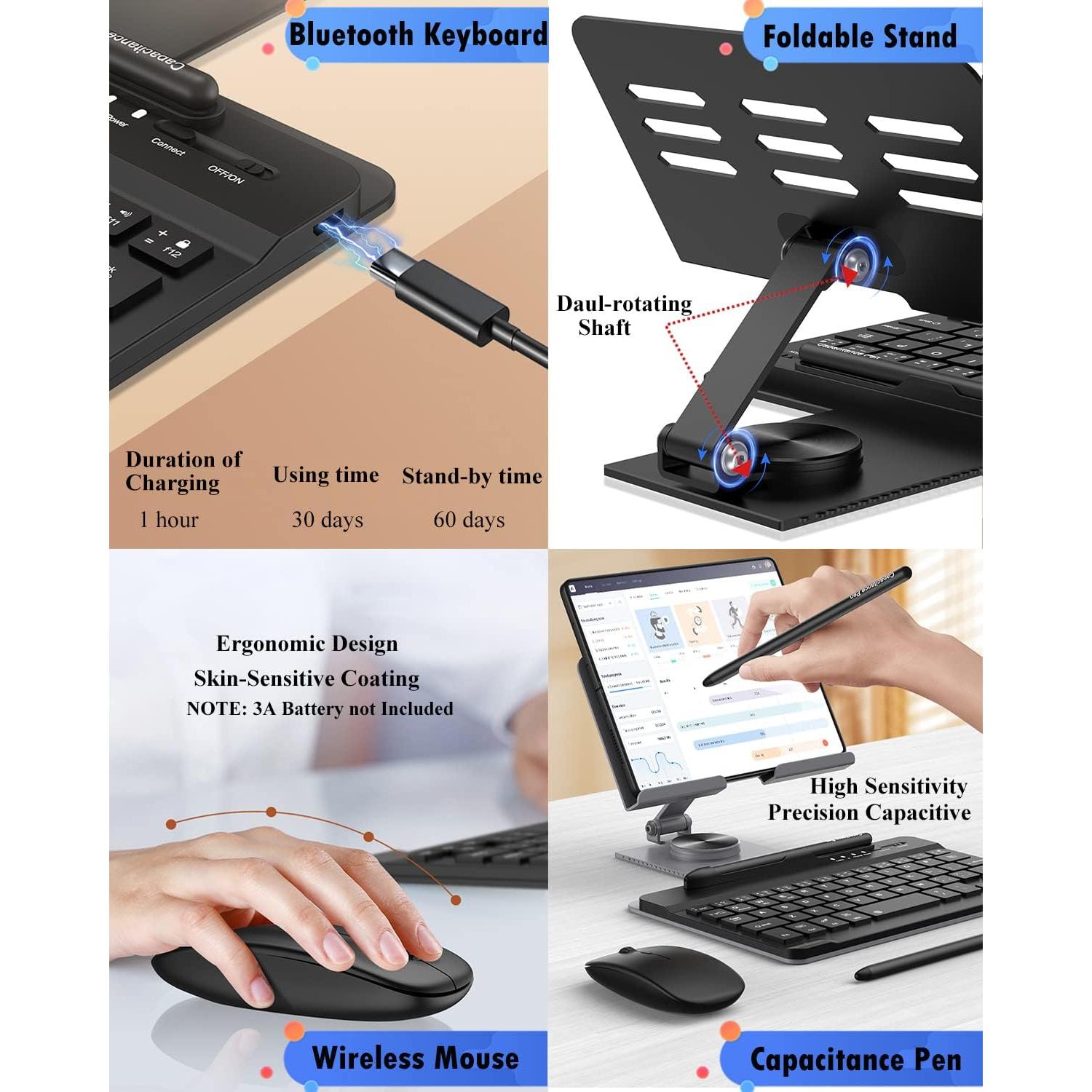 Teclado Bluetooth Inalámbrico Enituo + Soporte Ajustable + Lápiz