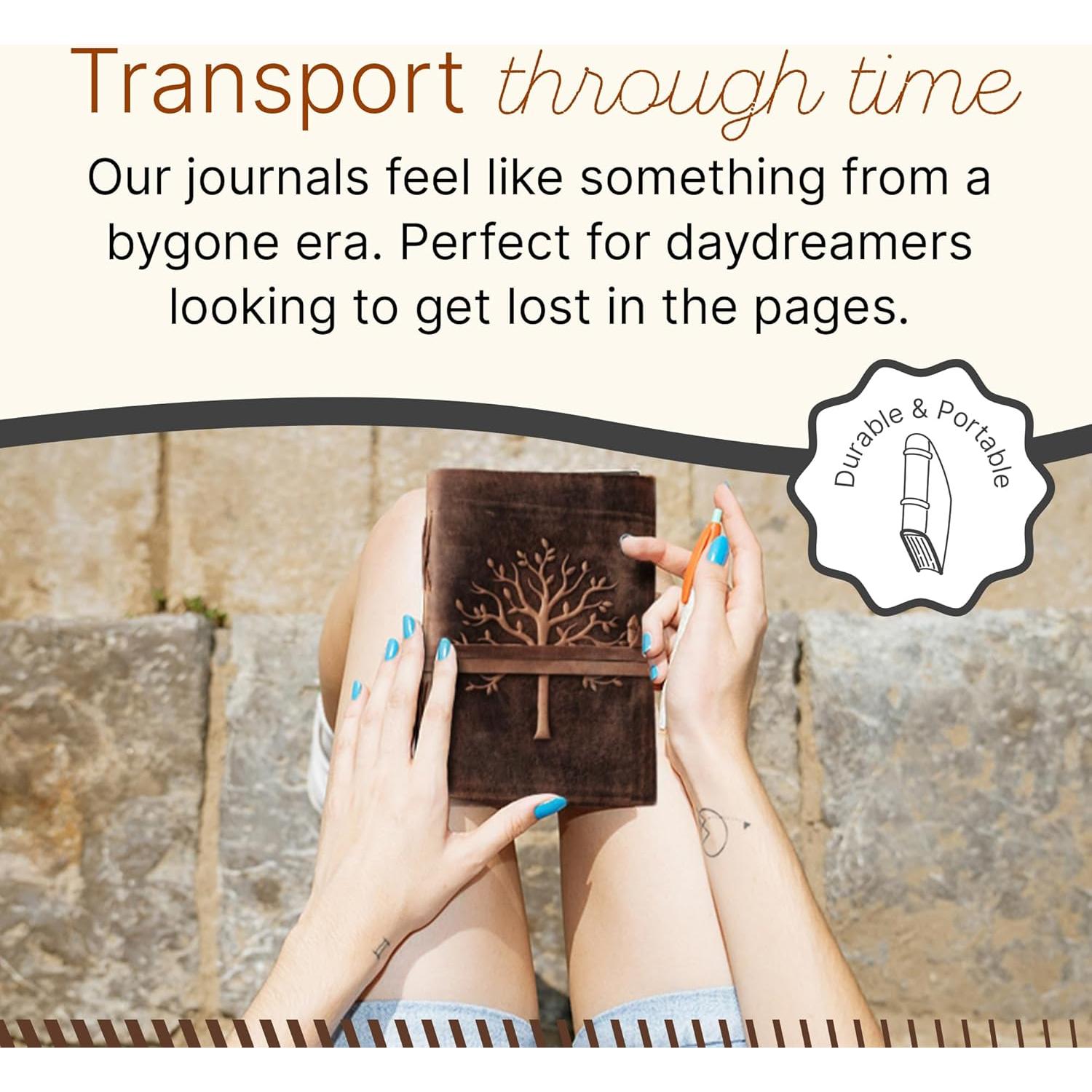 Diario de Cuero Vintage NomadCraftsCo. 240 Páginas 17.8x12.7cm