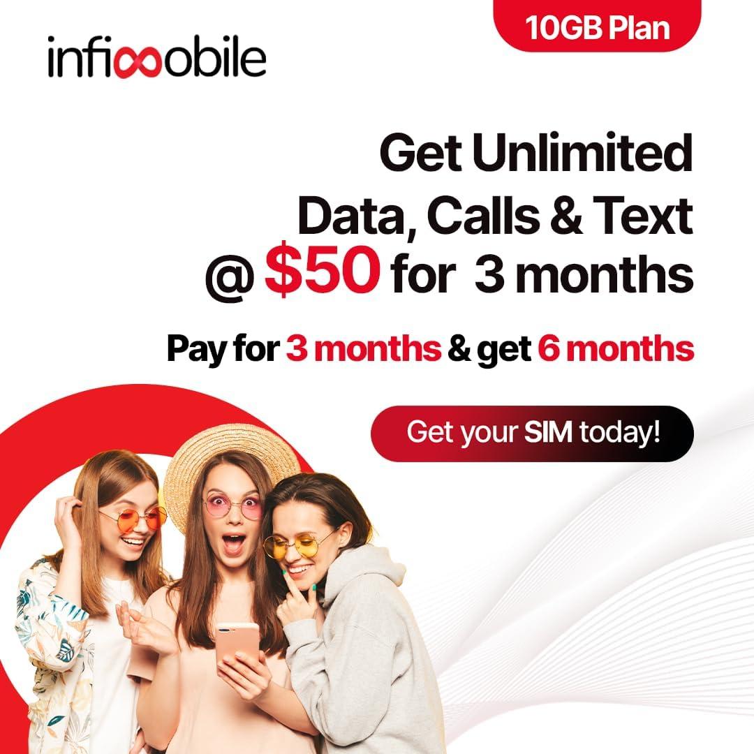 Plan Prepagado Infimobile 6 Meses 10GB Ilimitado 4G/5G