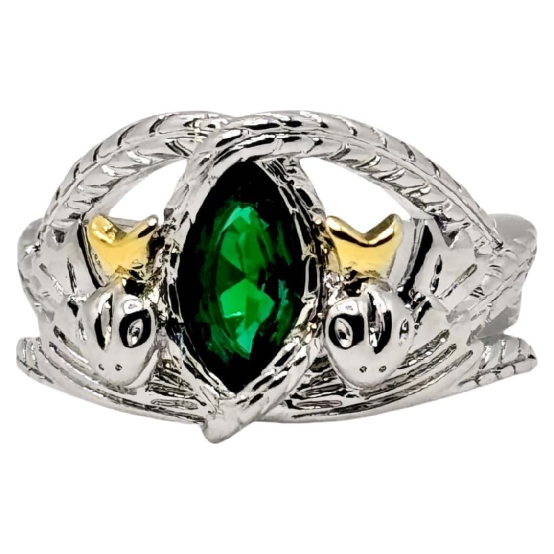 Anillo Aragorn Piedra Verde CZ Plata 925 Talla 6-10