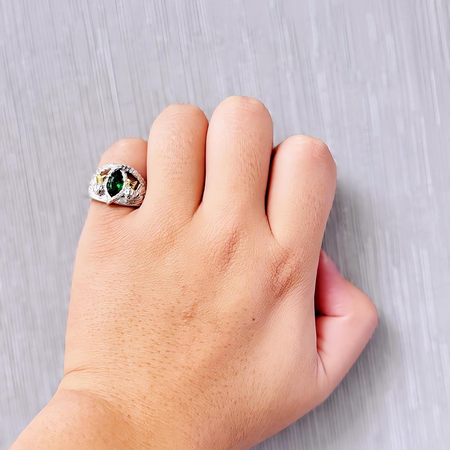 Anillo Aragorn Piedra Verde CZ Plata 925 Talla 6-10