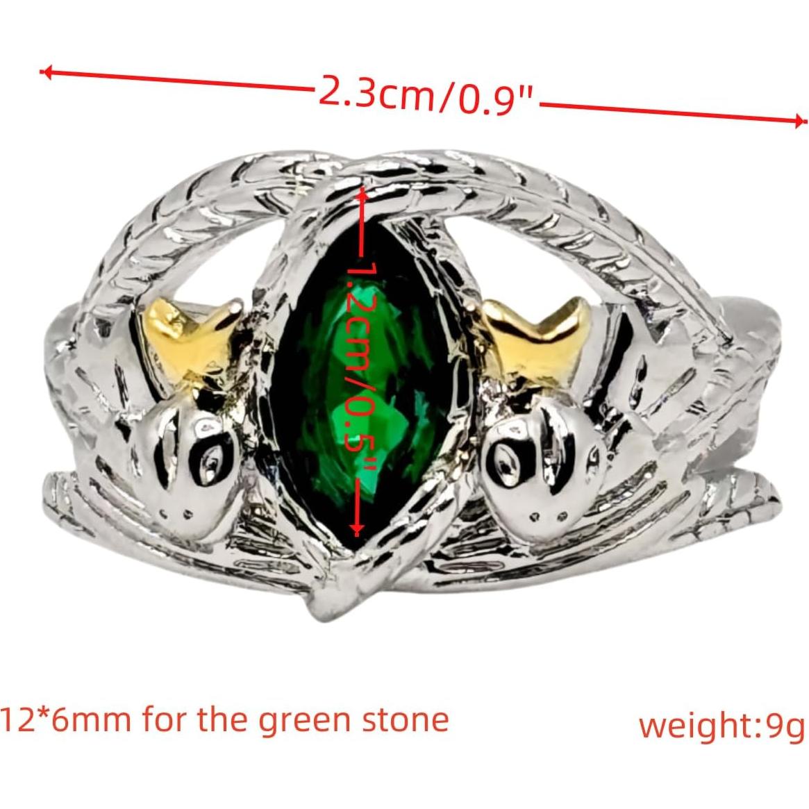 Anillo Aragorn Piedra Verde CZ Plata 925 Talla 6-10