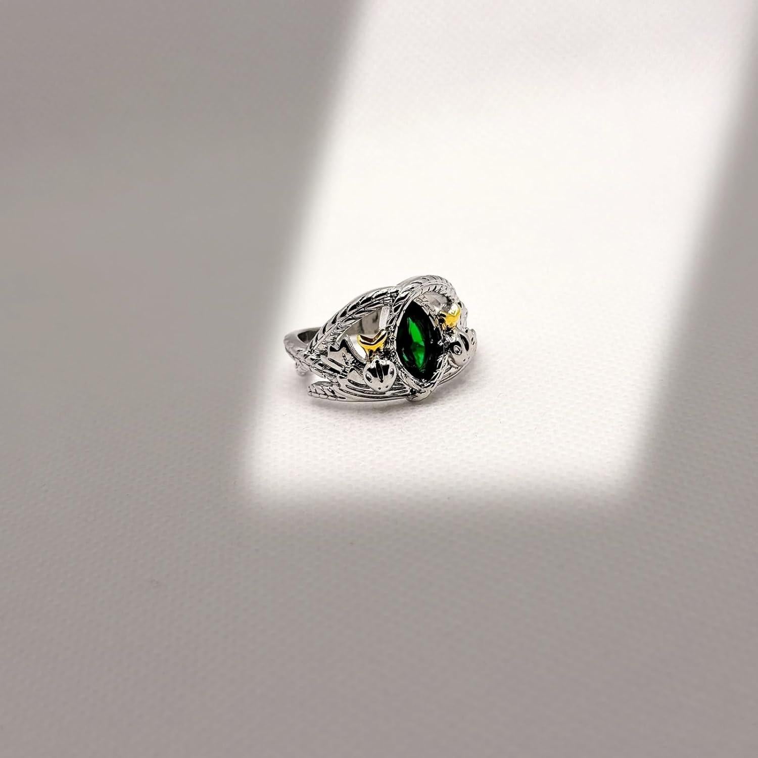 Anillo Aragorn Piedra Verde CZ Plata 925 Talla 6-10