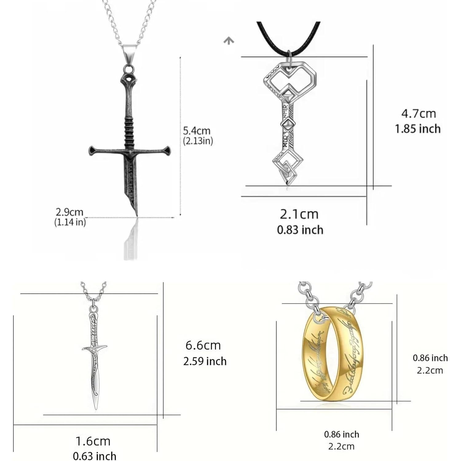 Conjunto de Joyería Gótica 4 Piezas El Señor de los Anillos