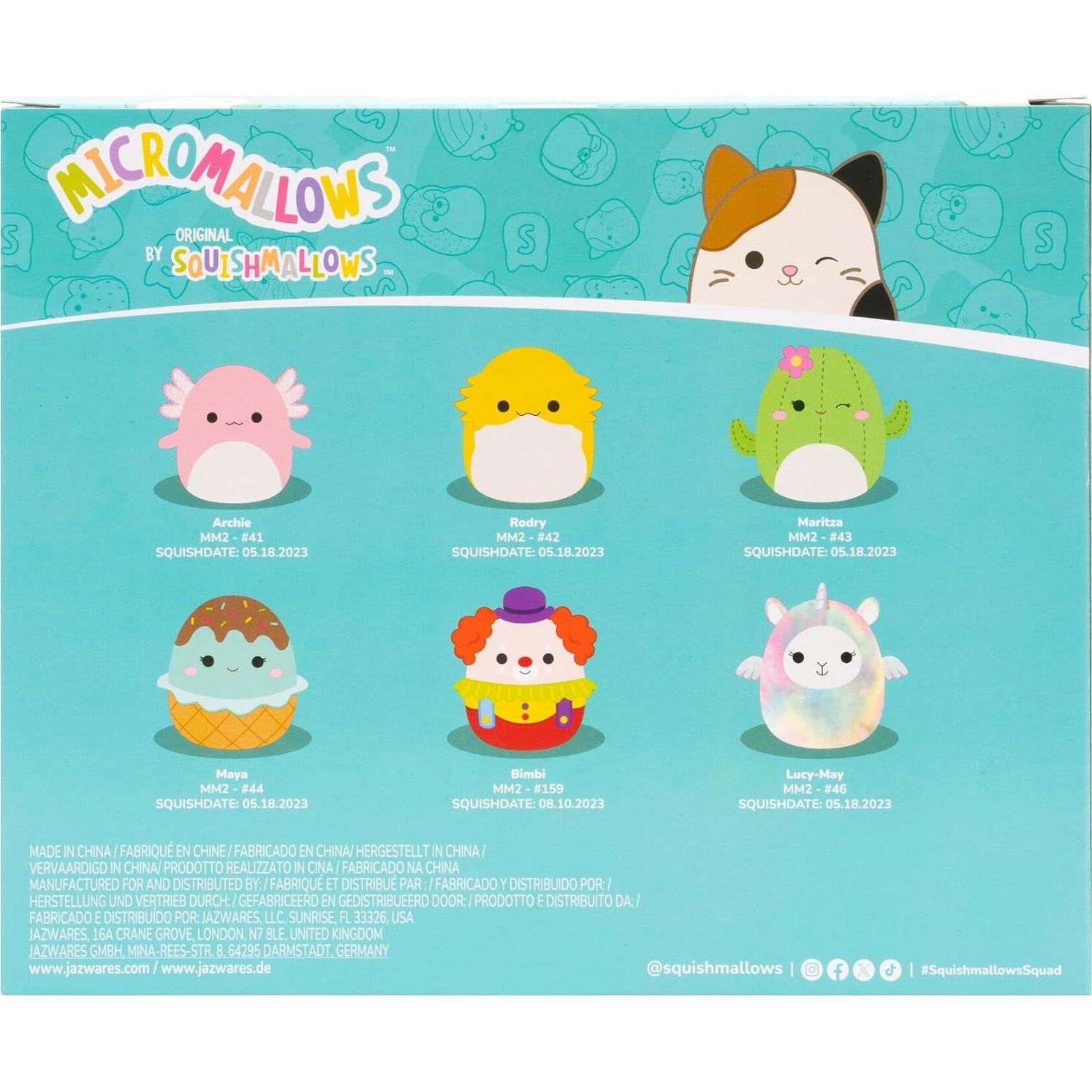 Squishmallows Micromallows 6-Pack Original - Archie, Bimbi, Lucy-May, Maritza, Maya, Rodry