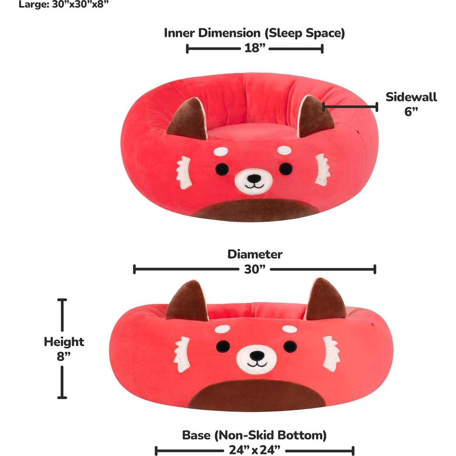 Cama para Mascotas Squishmallows Cici Panda Roja 76 cm