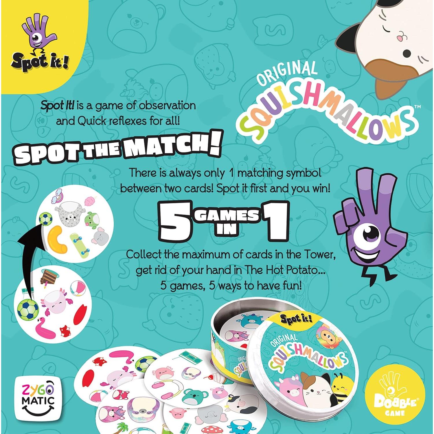 Juego de Cartas Spot It! Squishmallows - 55 Cartas