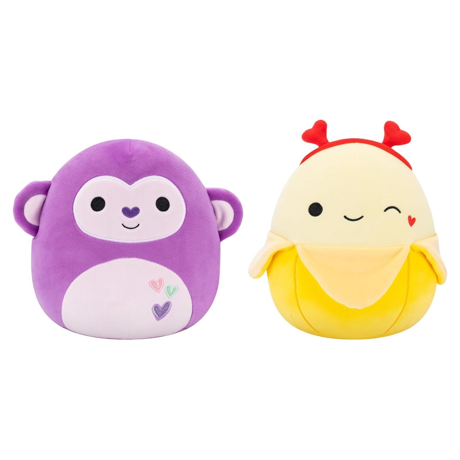 Peluches Squishmallows 20cm Hartman Mono y Junie Plátano