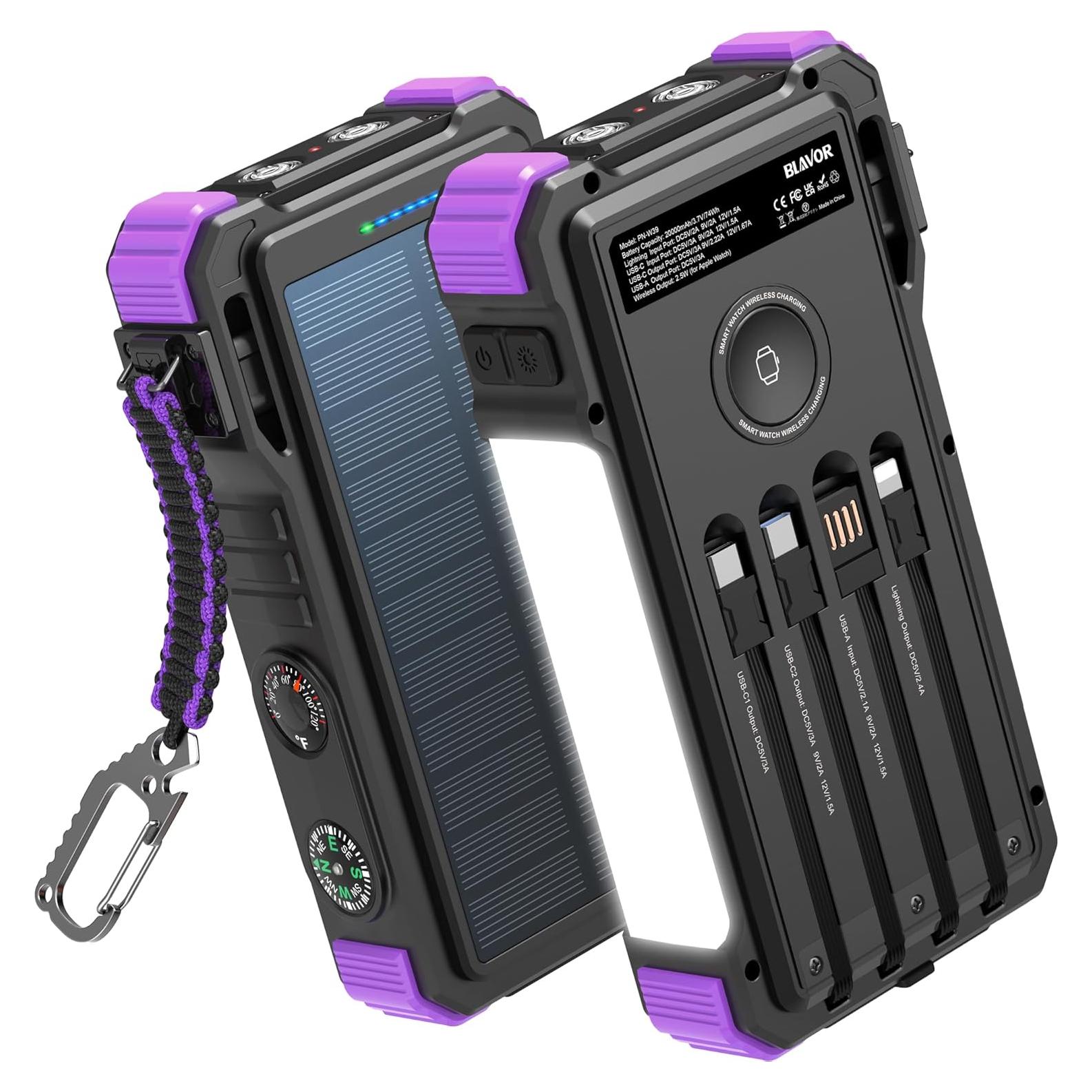 Banco de Energía Solar 20000mAh BLAVOR Carga Rápida 20W