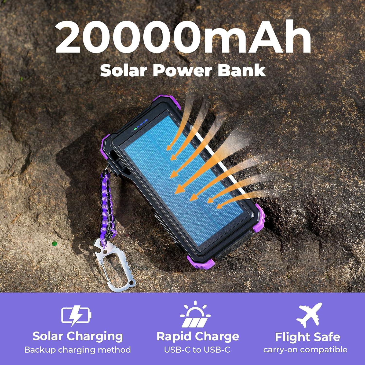 Banco de Energía Solar 20000mAh BLAVOR Carga Rápida 20W