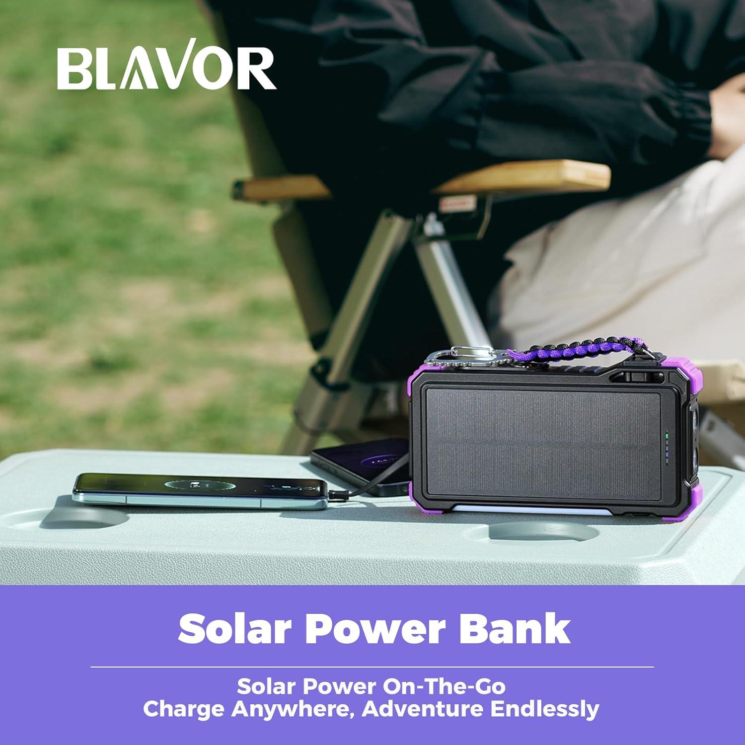 Banco de Energía Solar 20000mAh BLAVOR Carga Rápida 20W