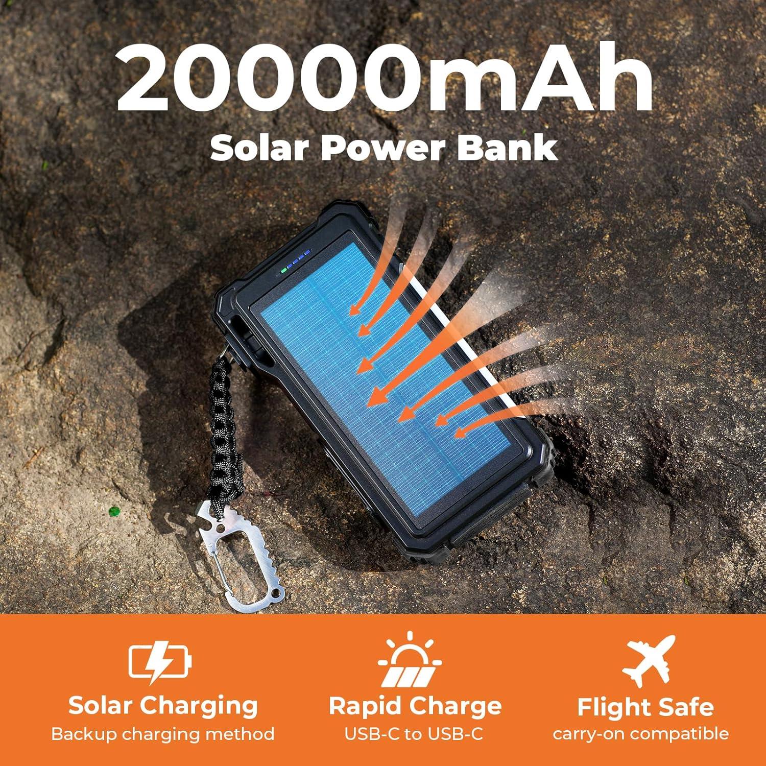 Banco de Energía Solar 20000mAh BLAVOR con Carga Rápida 20W
