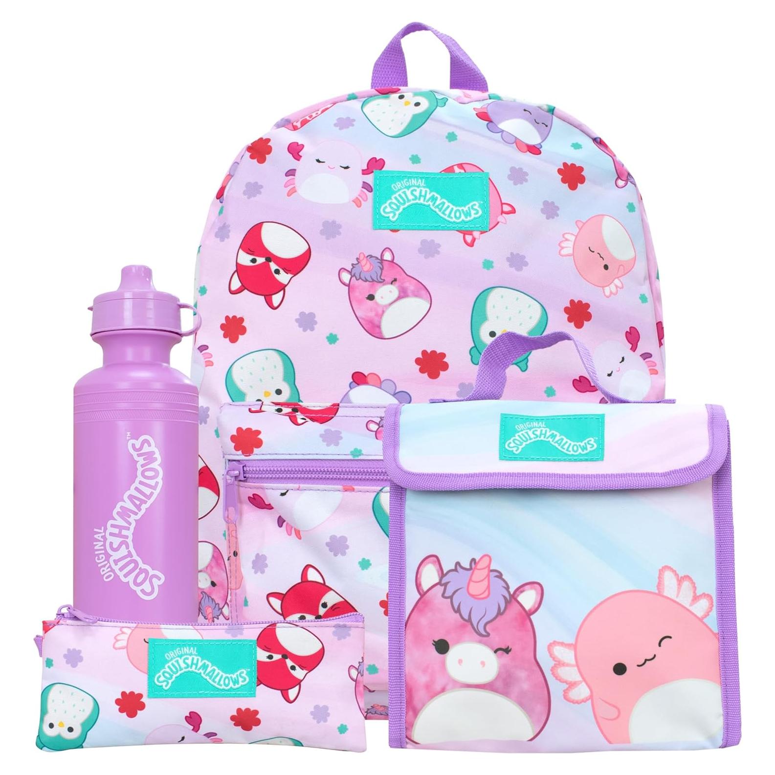 School Bag 4 Piece Set | Kids Backpack And Lunch Bag Set With Pencil Case And Water Bottle | Children's Backpacks | Official Merchandise, NDSM85636