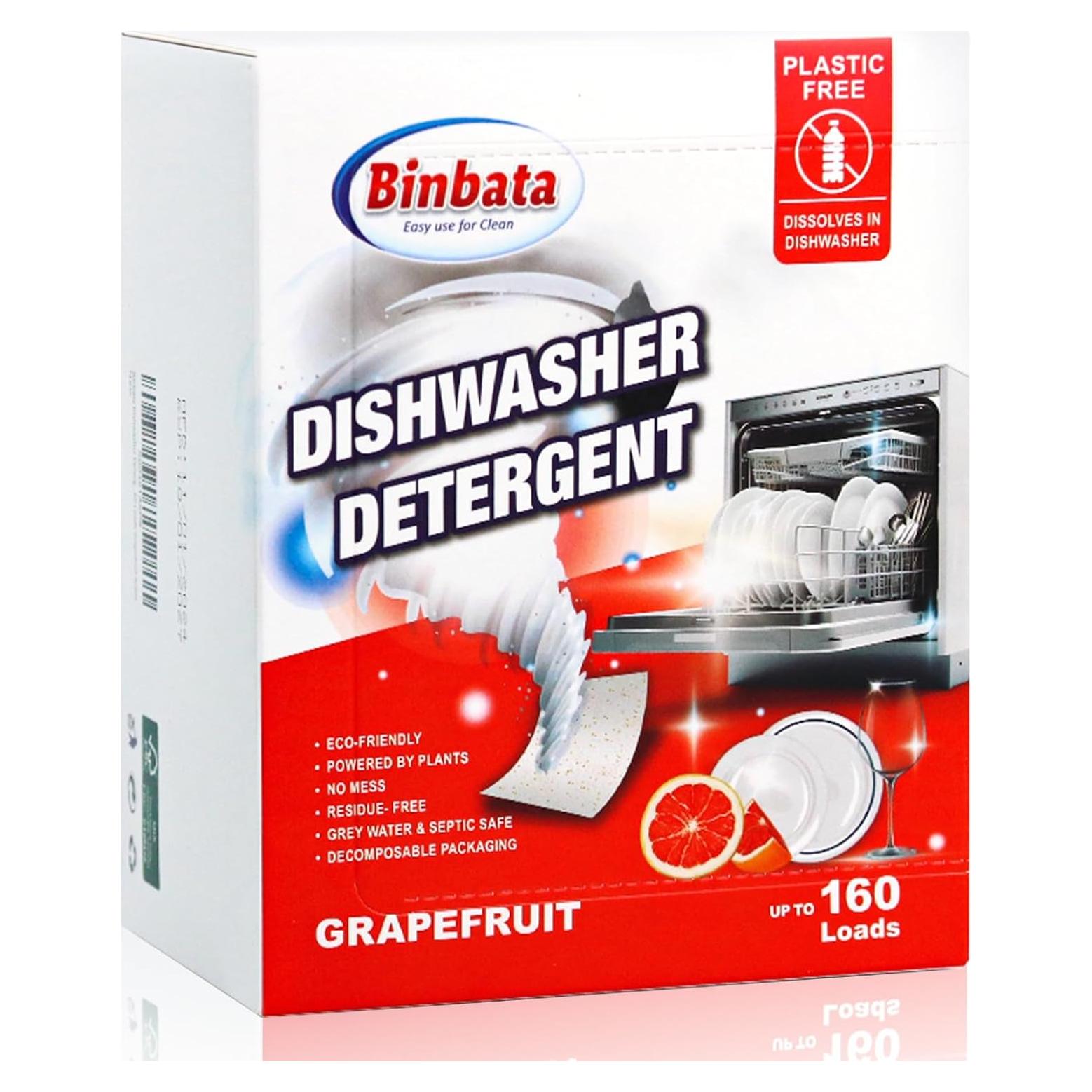 Hojas de detergente para lavavajillas Binbata 160 Cargas Pomelo