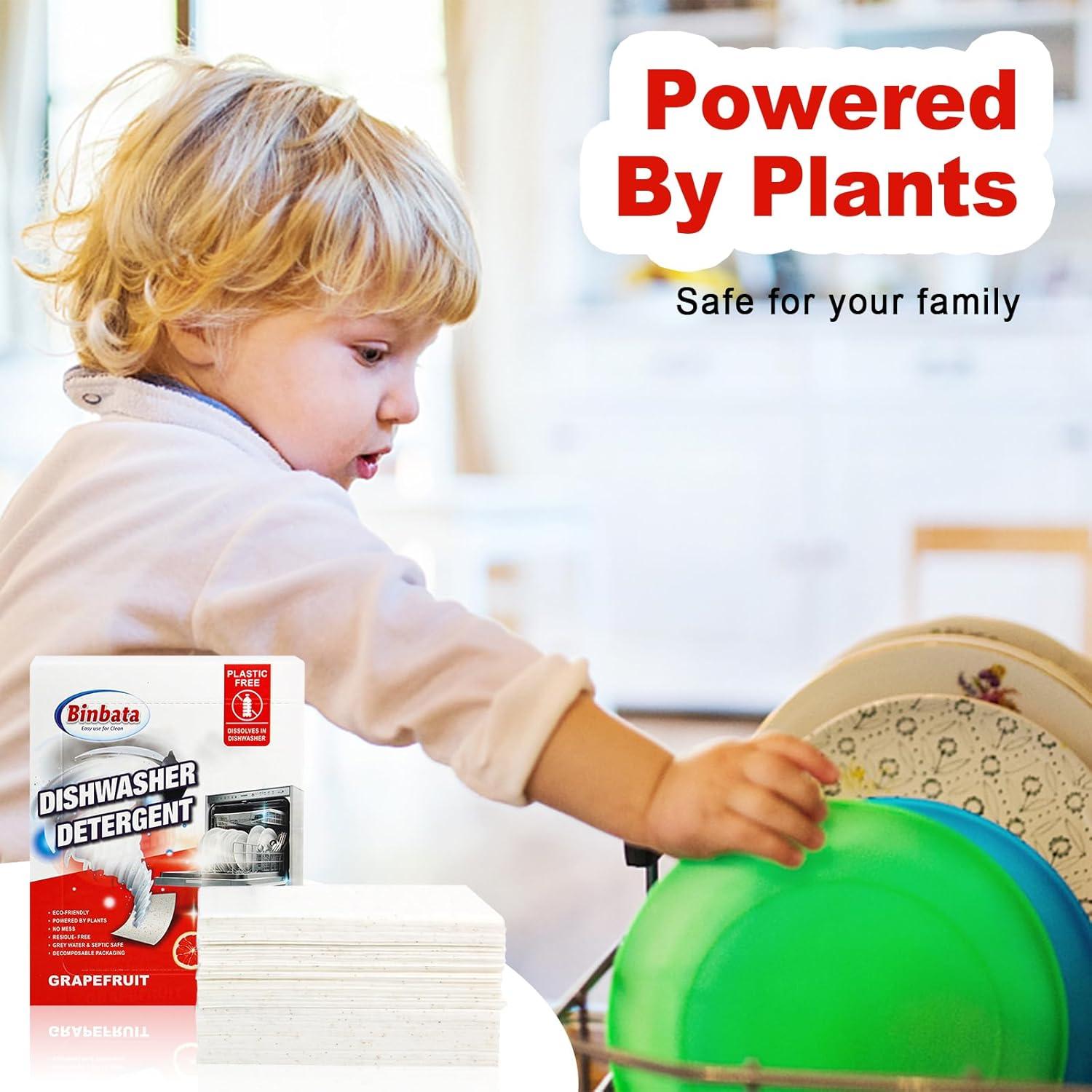 Hojas de detergente para lavavajillas Binbata 160 Cargas Pomelo