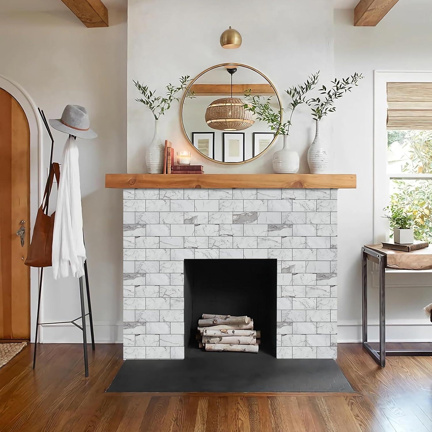 Azulejos autoadhesivos Vamos Tile PVC 7.62x15.24cm Blanco Brillante