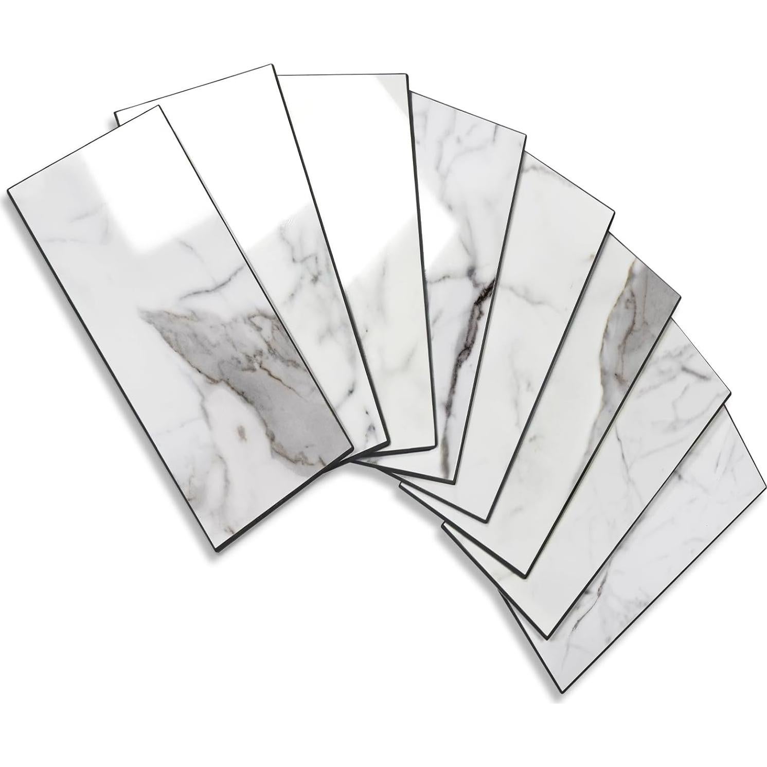 Azulejos autoadhesivos Vamos Tile PVC 7.62x15.24cm Blanco Brillante