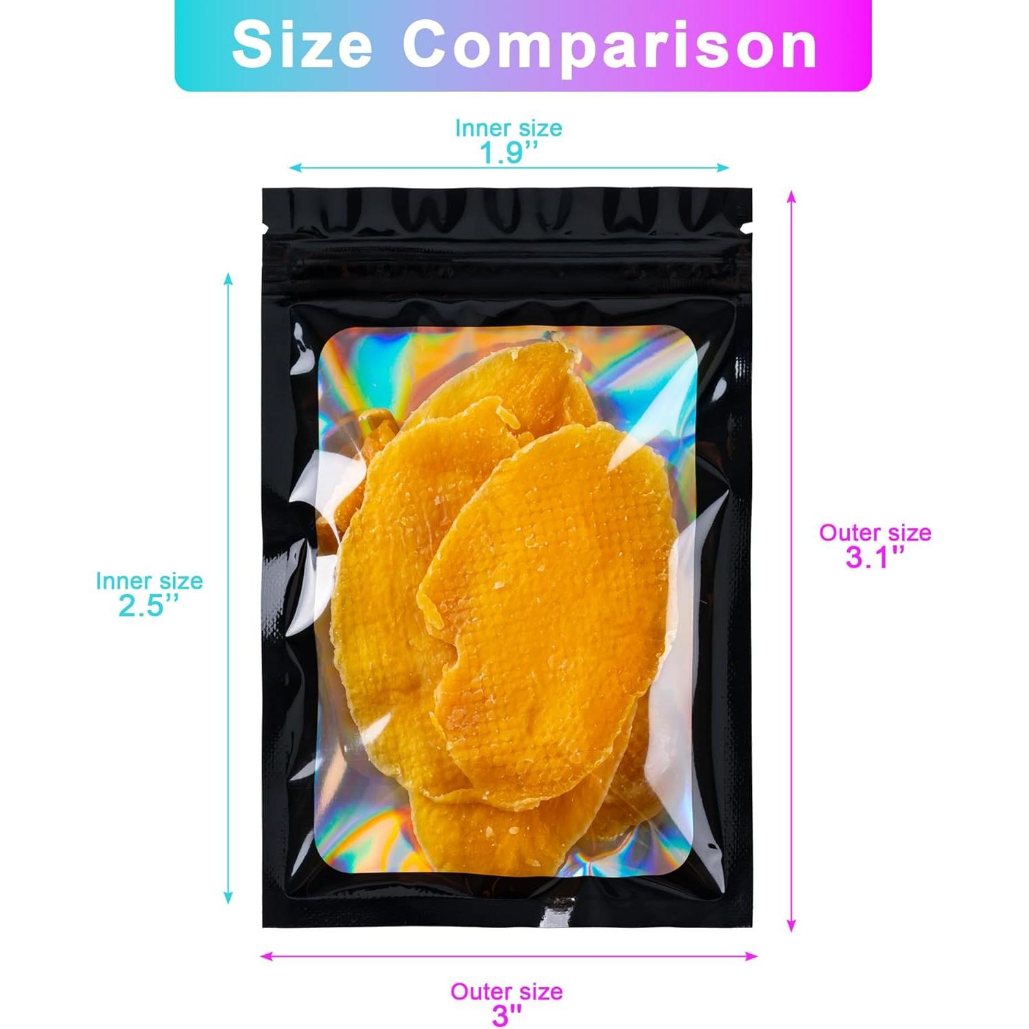 100 Bolsas Holográficas Reutilizables CADONO 7.62x7.87 cm