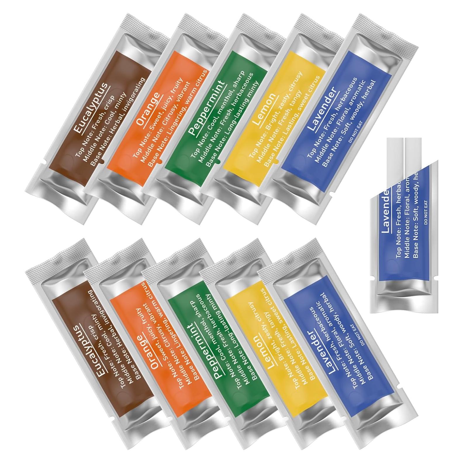 10 Recargas Ambientador de Coche RoyAroma - Lavanda, Limón, Menta, Naranja, Eucalipto