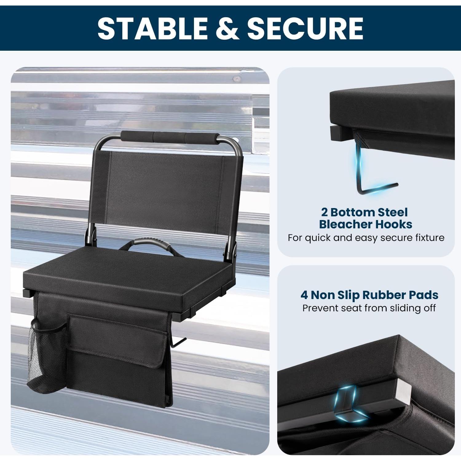 Silla de Estadio Portátil Maeytau MY-BleST-BLK con Cojín Acolchado