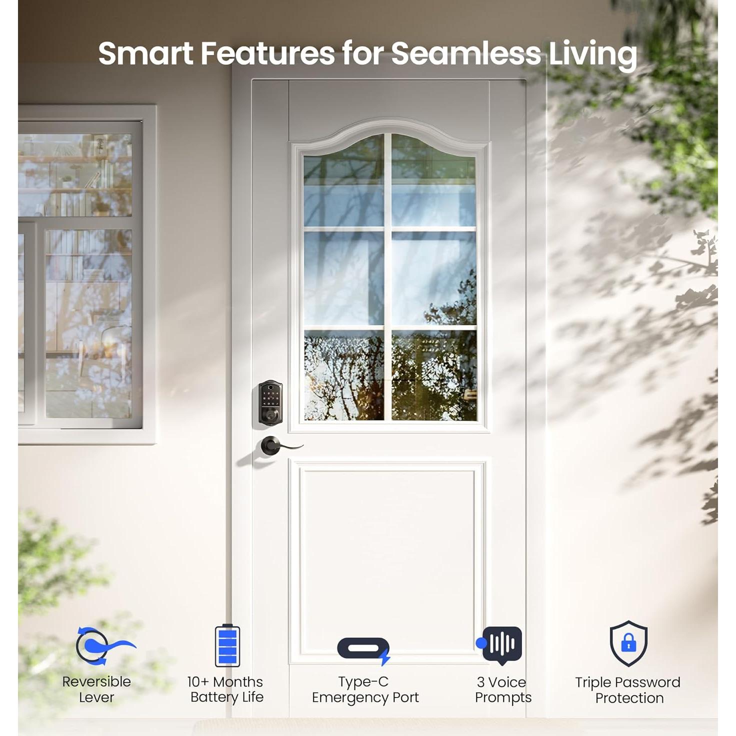 Cerradura Inteligente Veise VE017-L con Manijas y Control APP