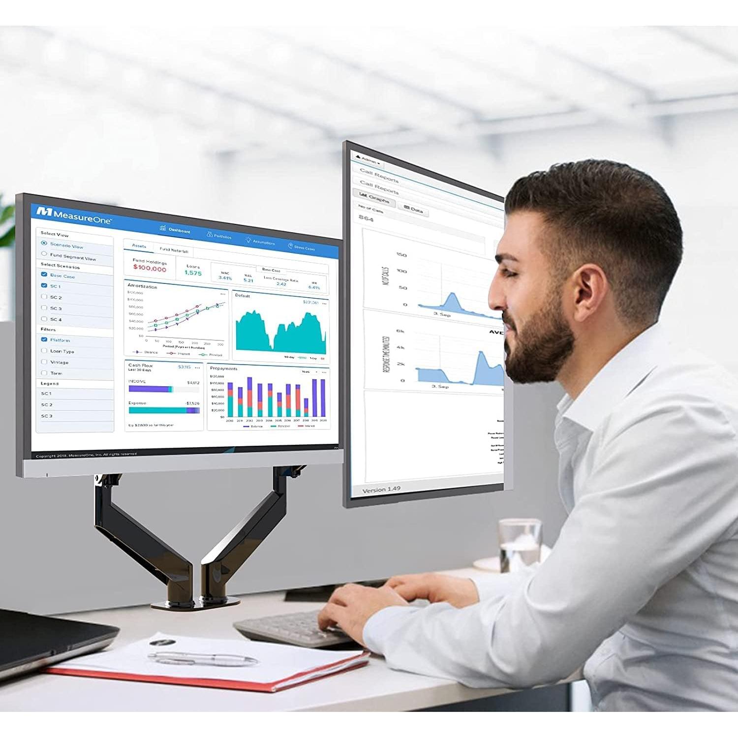 Soporte Doble para Monitor Pholiten MD800 Ajustable 43-68.6cm