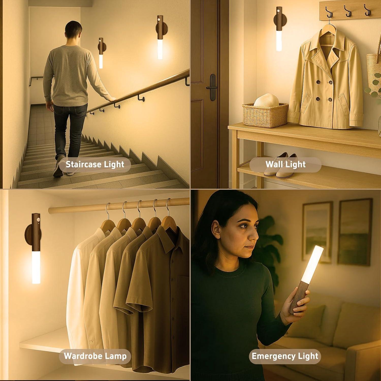 Luces Nocturnas Recargables con Sensor de Movimiento 2 Pack