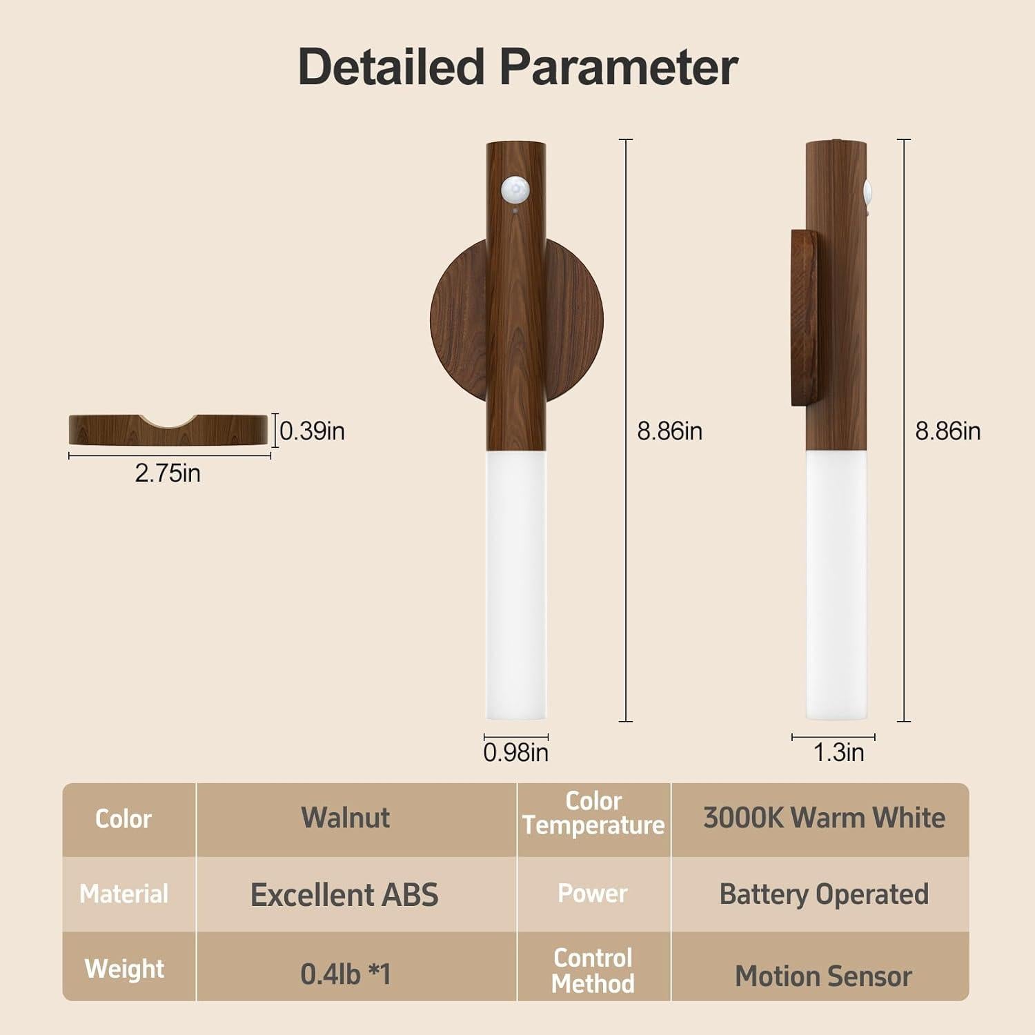 Luces Nocturnas Recargables con Sensor de Movimiento 2 Pack