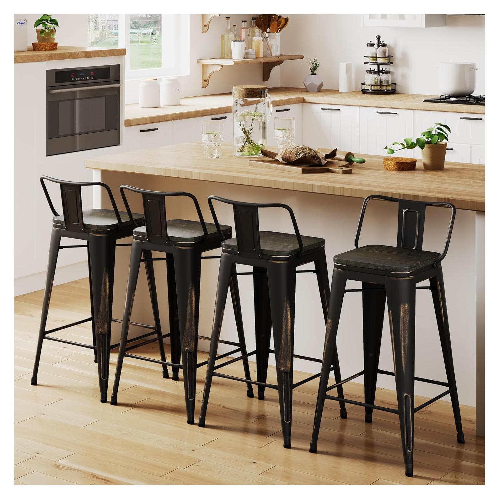 Sillas de Bar HAOBO Hogar Moderno Industrial Juego de 4