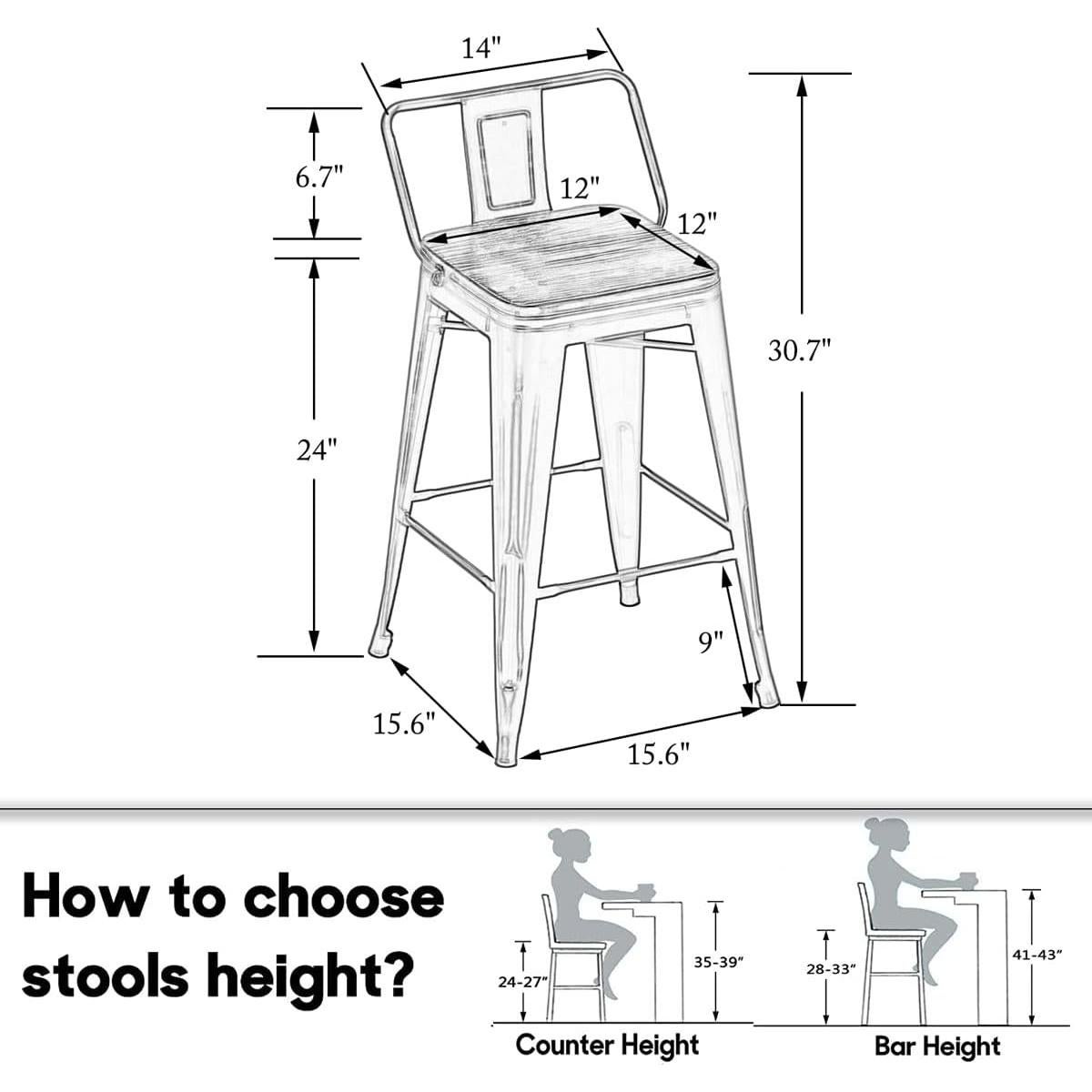 Sillas de Bar HAOBO Hogar Moderno Industrial Juego de 4