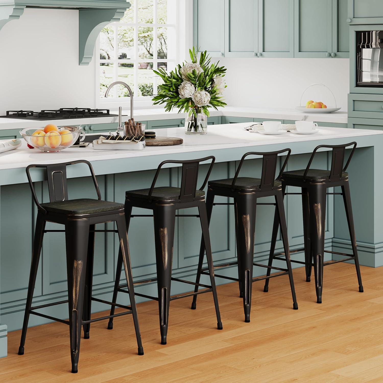 Sillas de Bar HAOBO Hogar Moderno Industrial Juego de 4