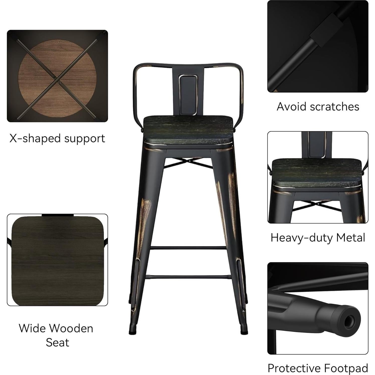 Sillas de Bar HAOBO Hogar Moderno Industrial Juego de 4