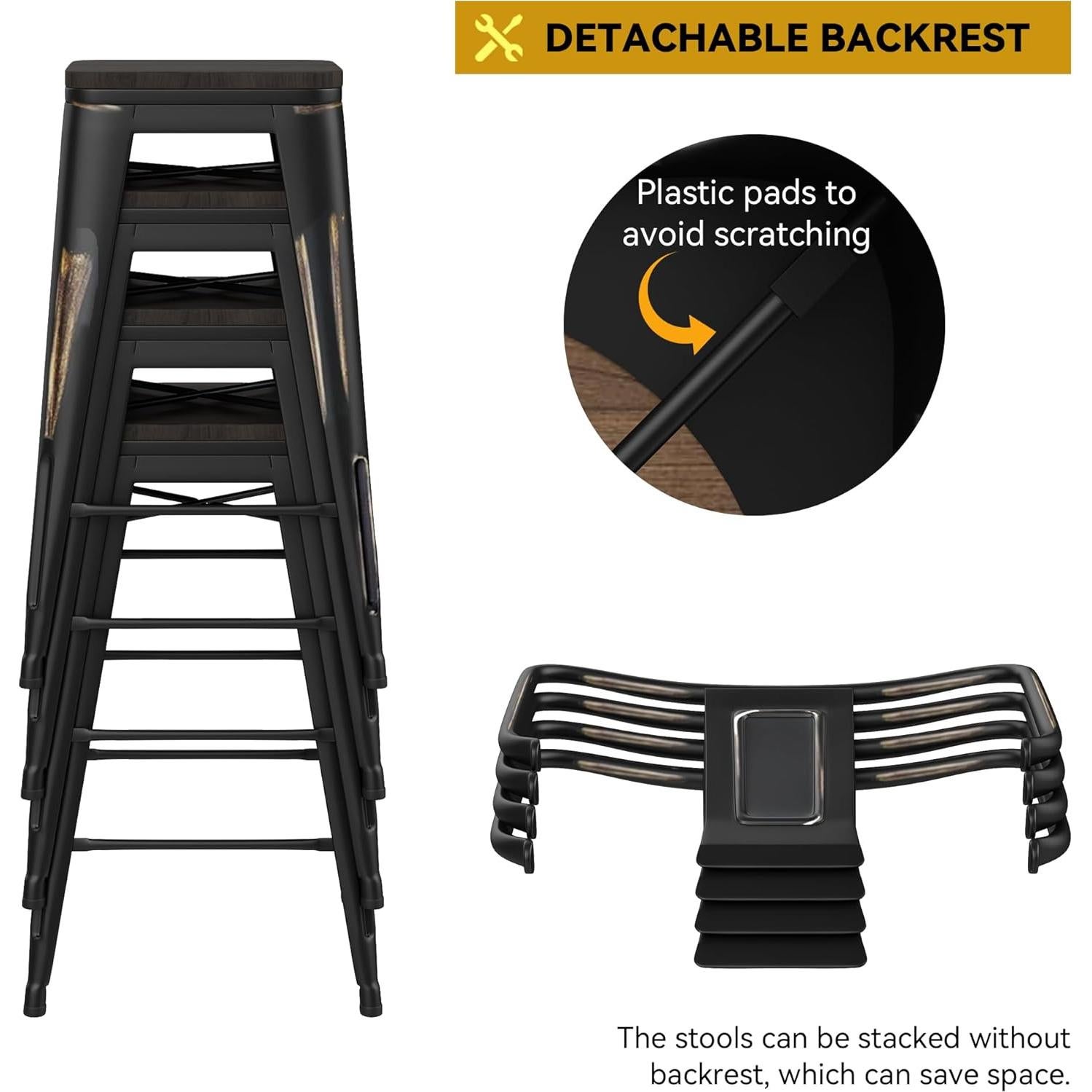 Sillas de Bar HAOBO Hogar Moderno Industrial Juego de 4