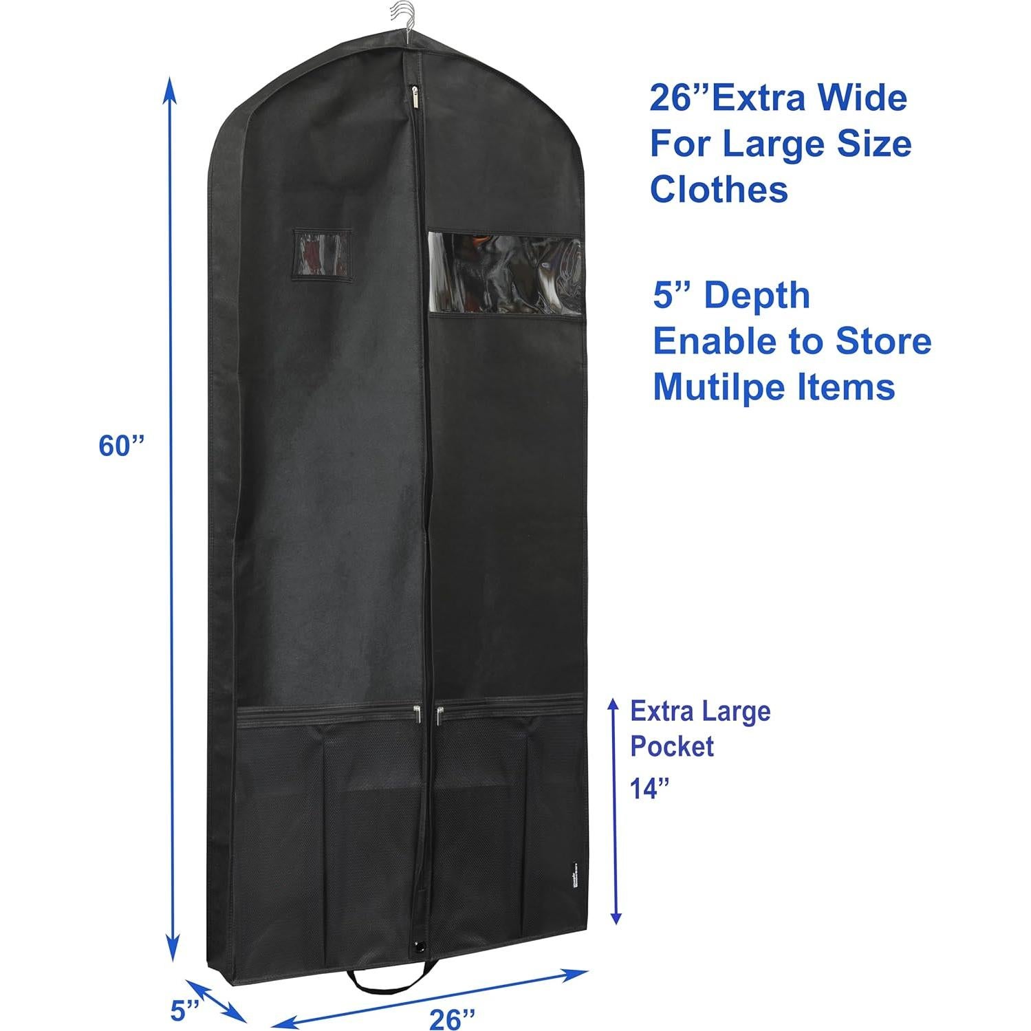 Bolsa de Viaje Simple Houseware 60 Pulgadas Negra - Paquete de 3