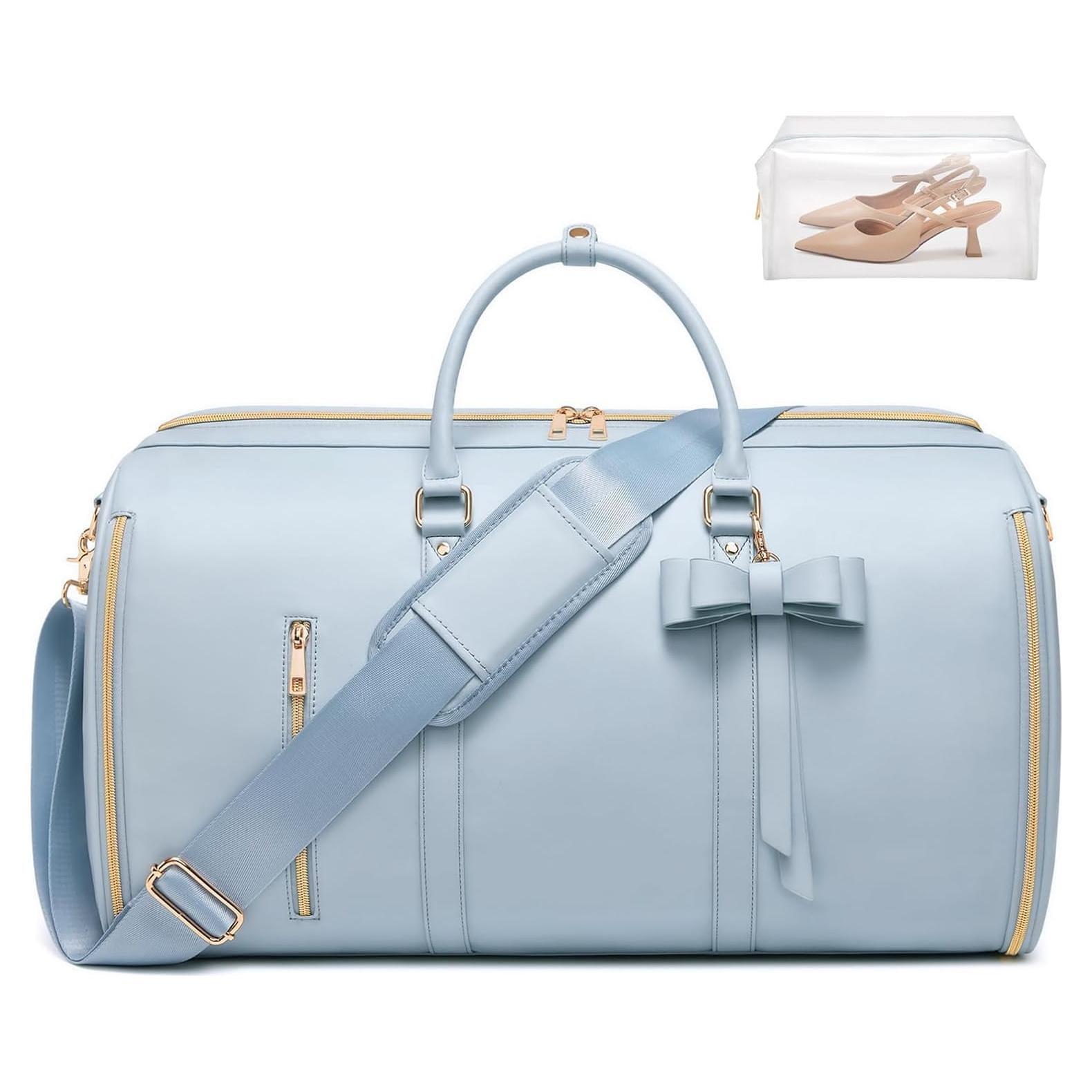 Bolsa de Ropa de Viaje para Mujeres 45L Azul PU con Zapatero