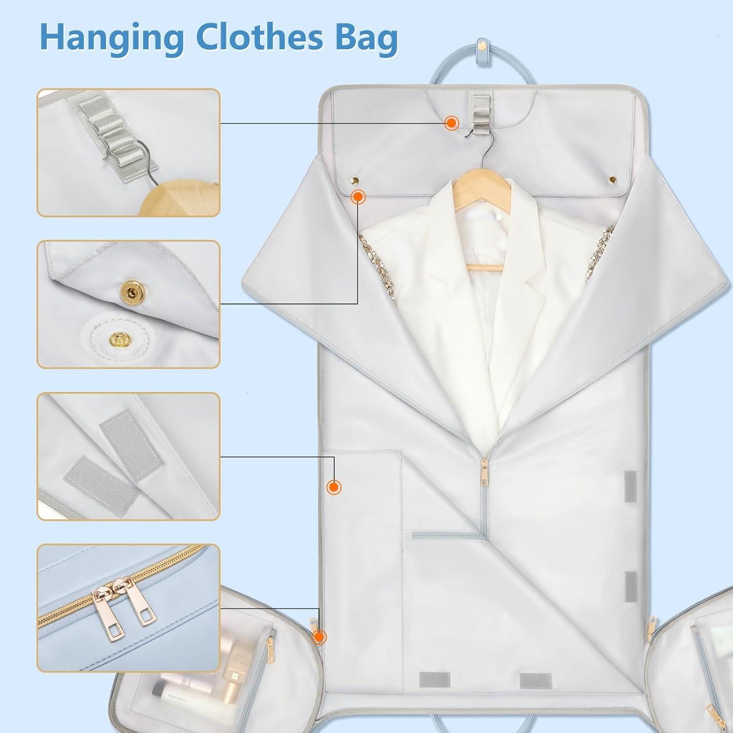 Bolsa de Ropa de Viaje para Mujeres 45L Azul PU con Zapatero