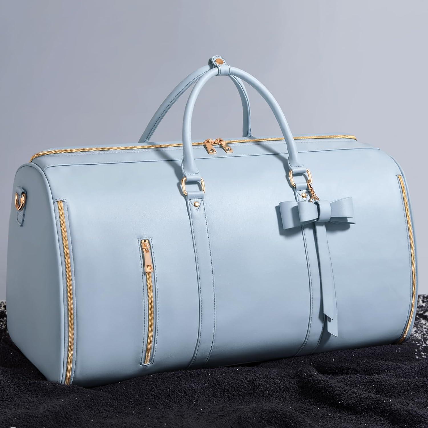 Bolsa de Ropa de Viaje para Mujeres 45L Azul PU con Zapatero