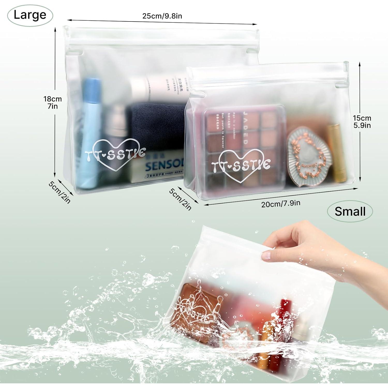 Paquete de 5 bolsas de tocador TSA PEVA 3 grandes 2 medianas