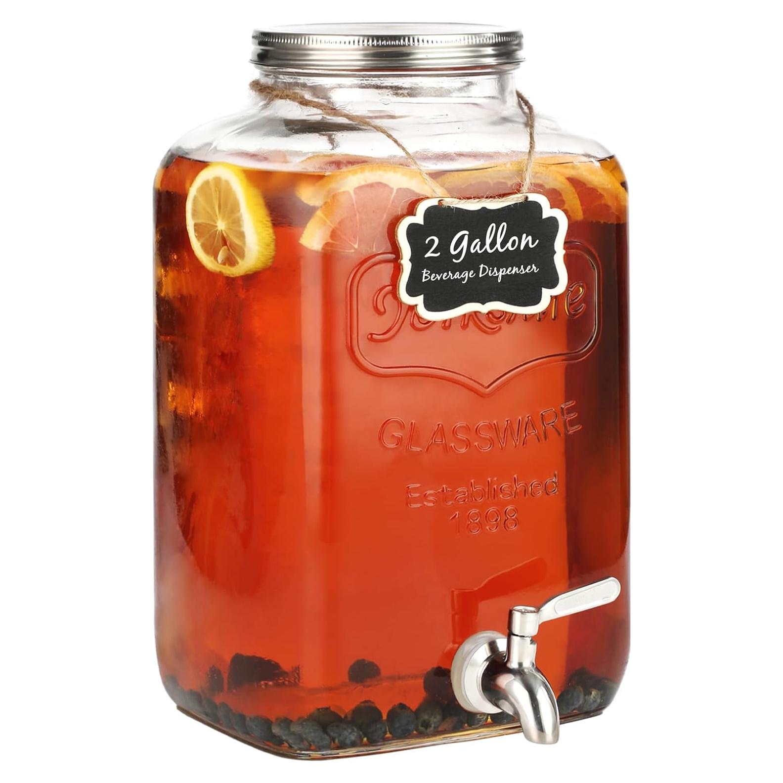 Dispensador de Bebidas de Vidrio 2 Galones MiraEase con Grifo Inoxidable