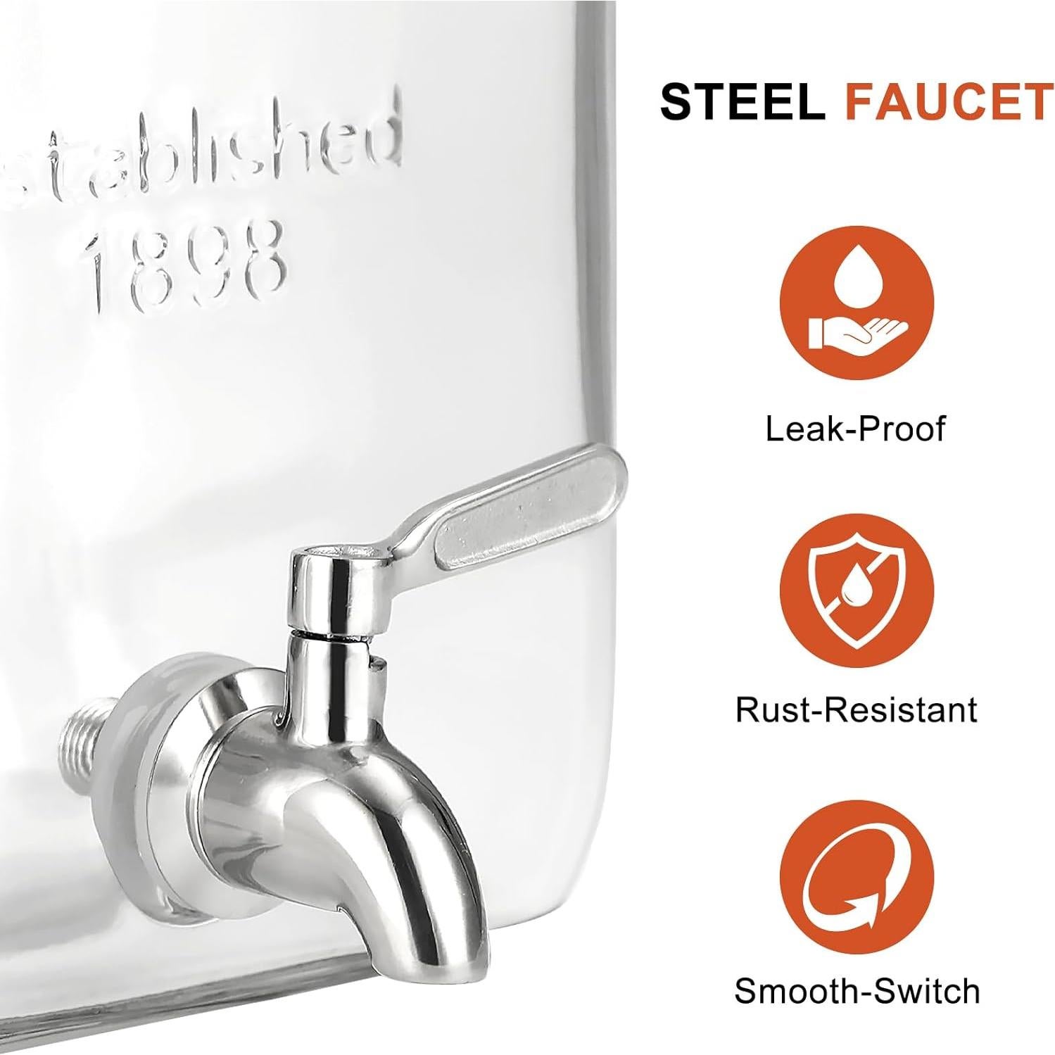 Dispensador de Bebidas de Vidrio 2 Galones MiraEase con Grifo Inoxidable