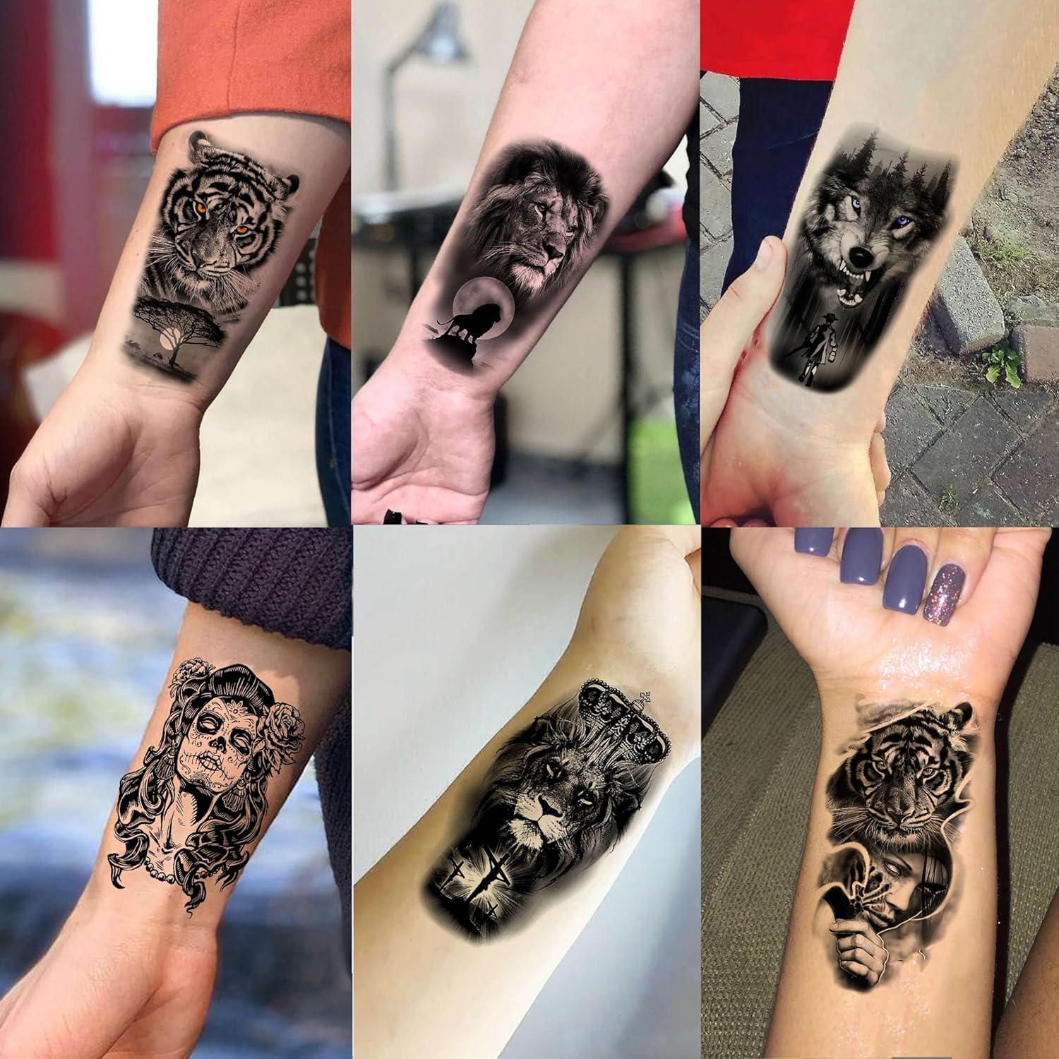 60 Hojas Tatuajes Temporales 3D GOROMON Animales Negros