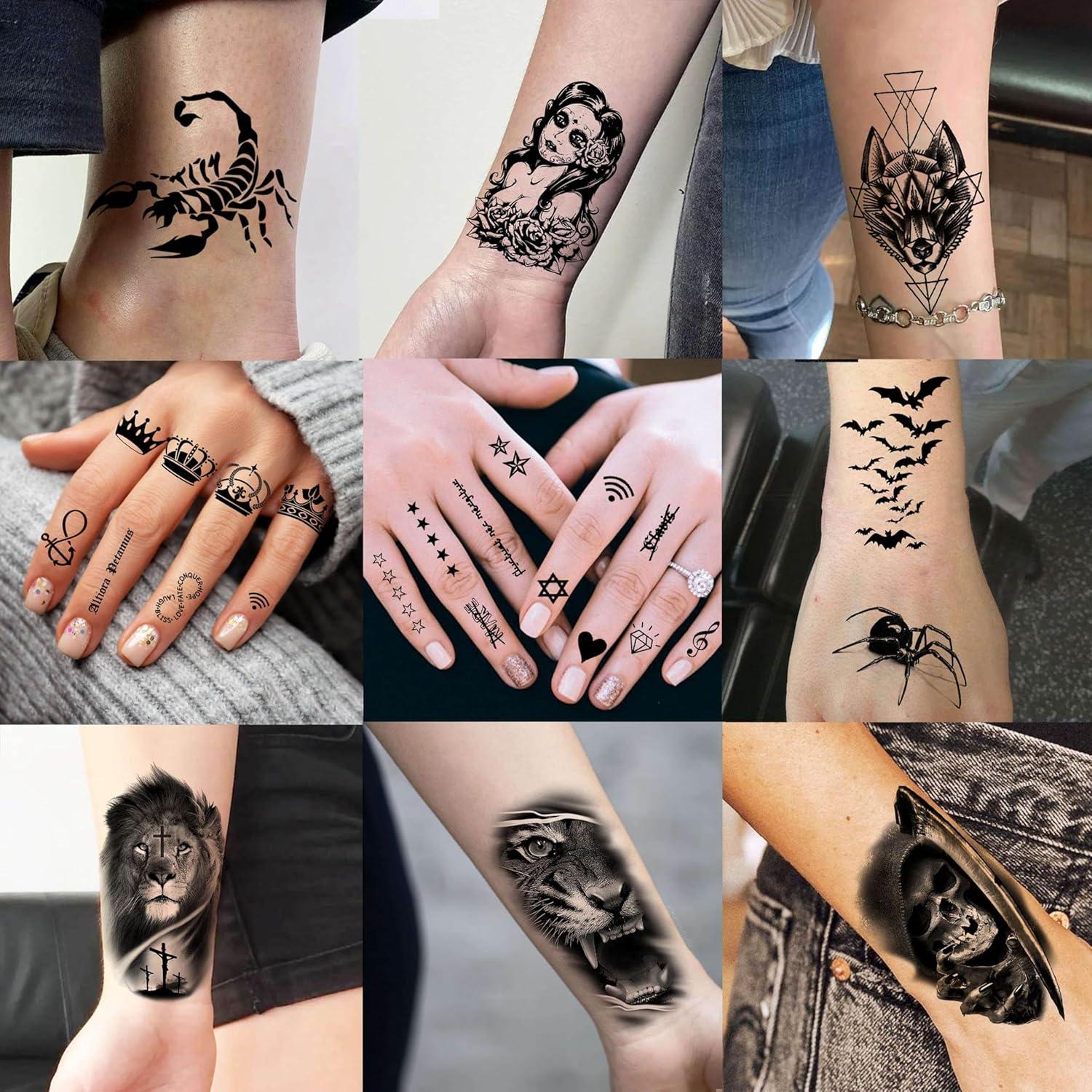 60 Hojas Tatuajes Temporales 3D GOROMON Animales Negros