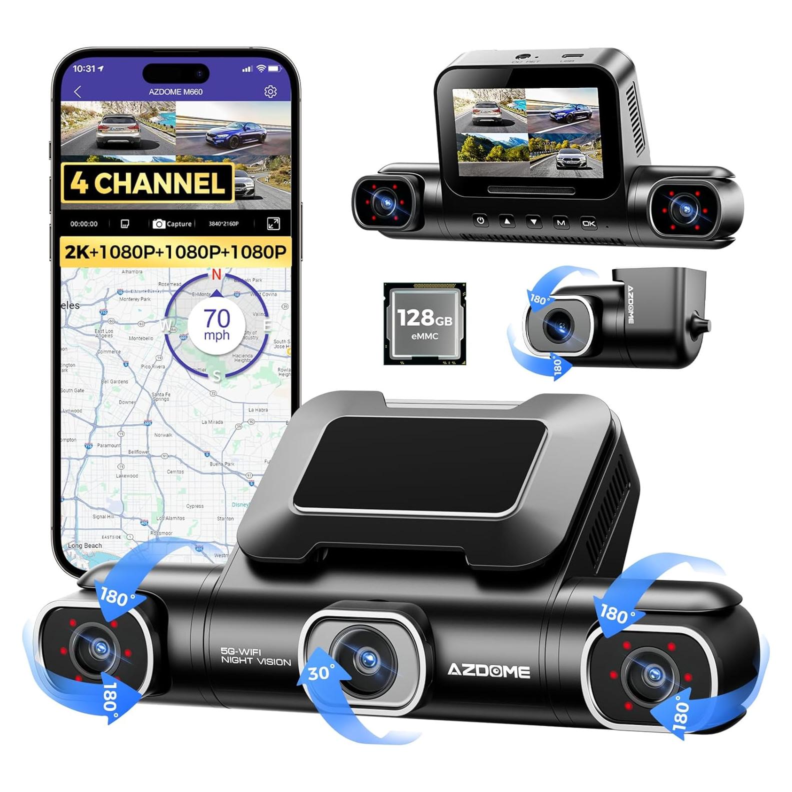 Cámara de Salpicadero AZDOME M660 360° 4 Canales 128GB