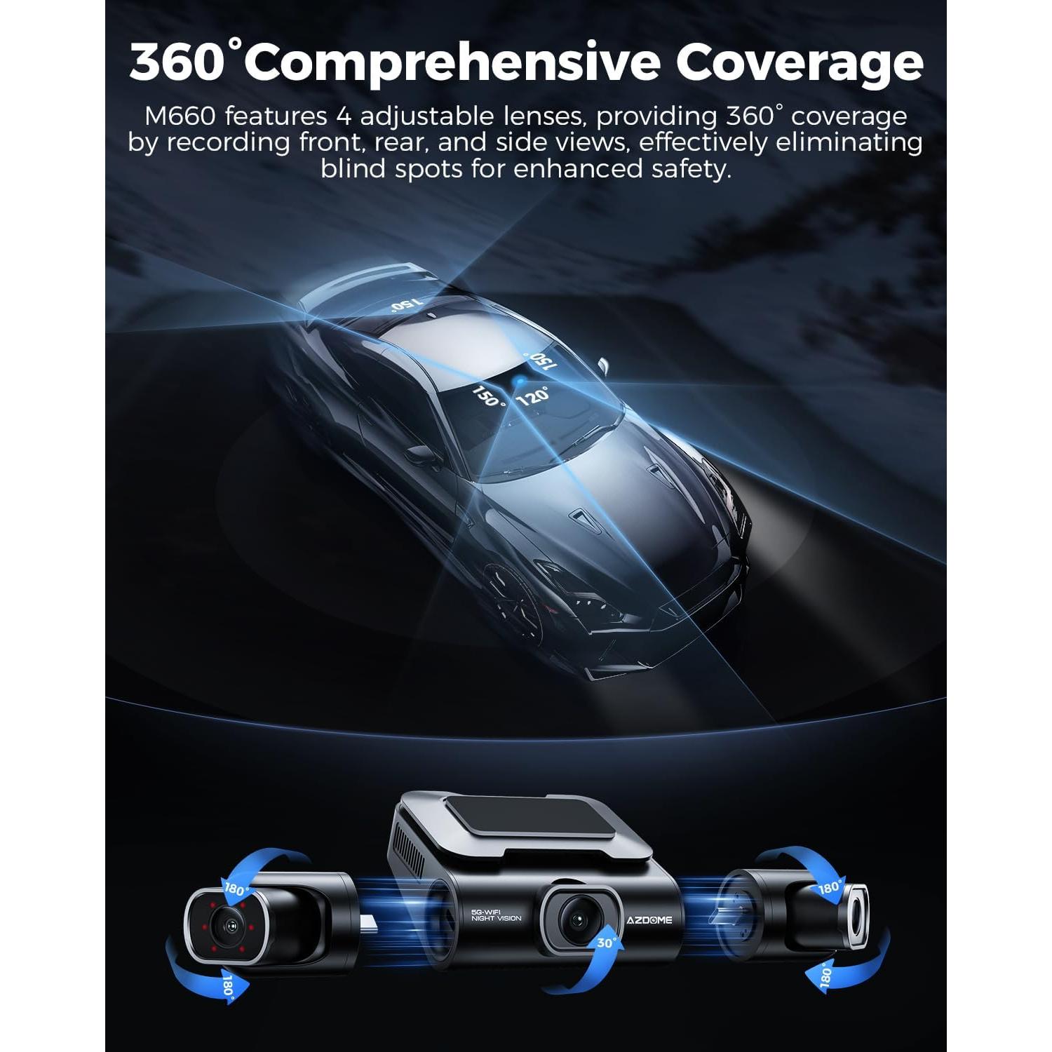 Cámara de Salpicadero AZDOME M660 360° 4 Canales 128GB