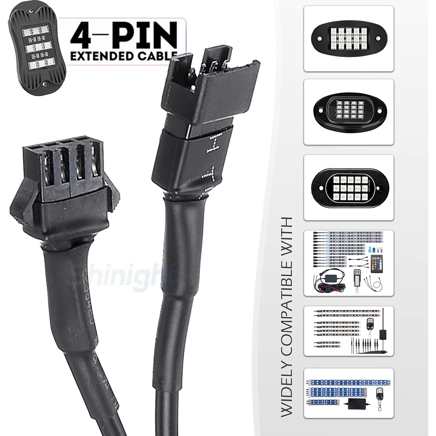 Cables de Extensión LED SHINIGHT 4 Pcs 120 cm Impermeables