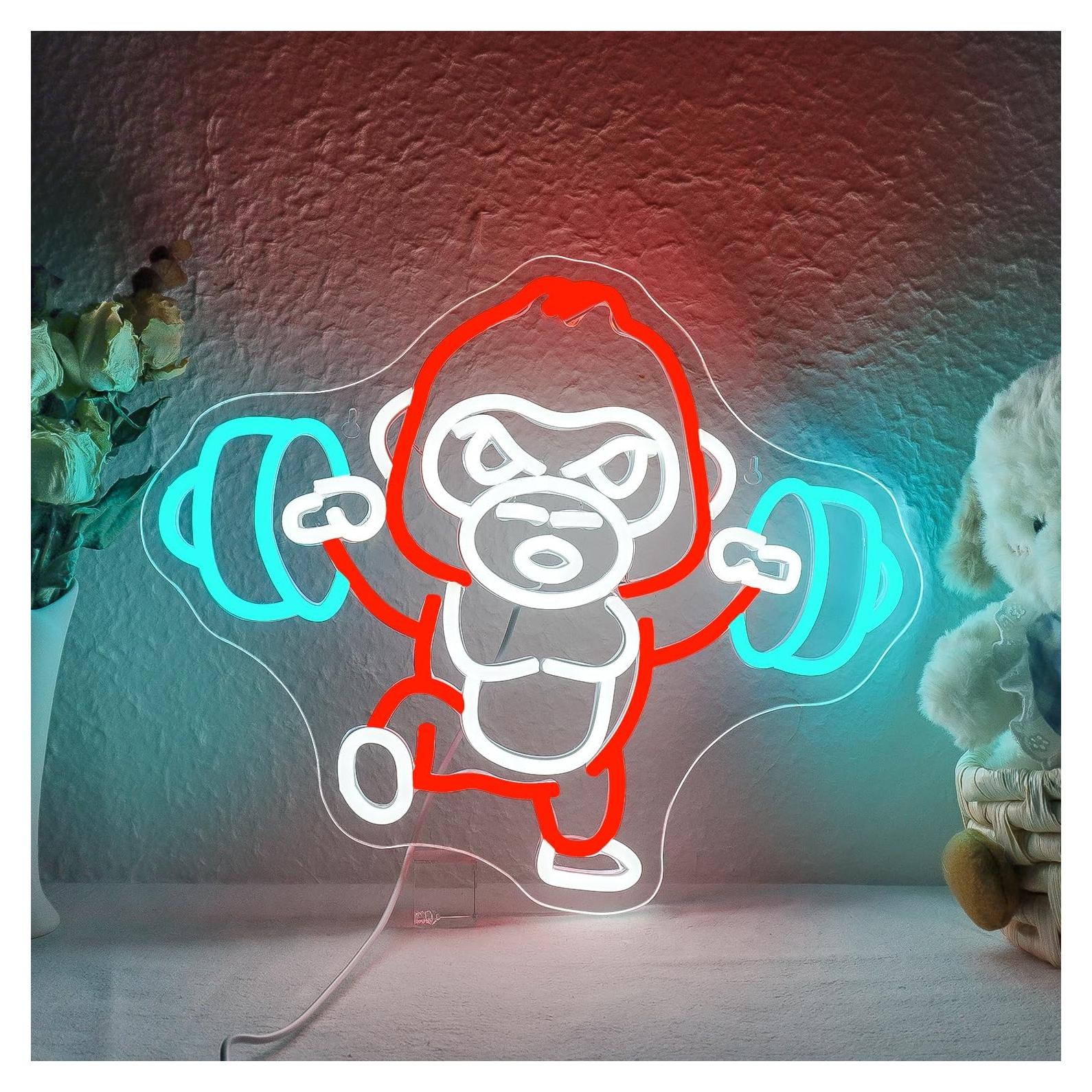 Cartel de Neón DREAMFORT Orangután Fitness 38x12cm