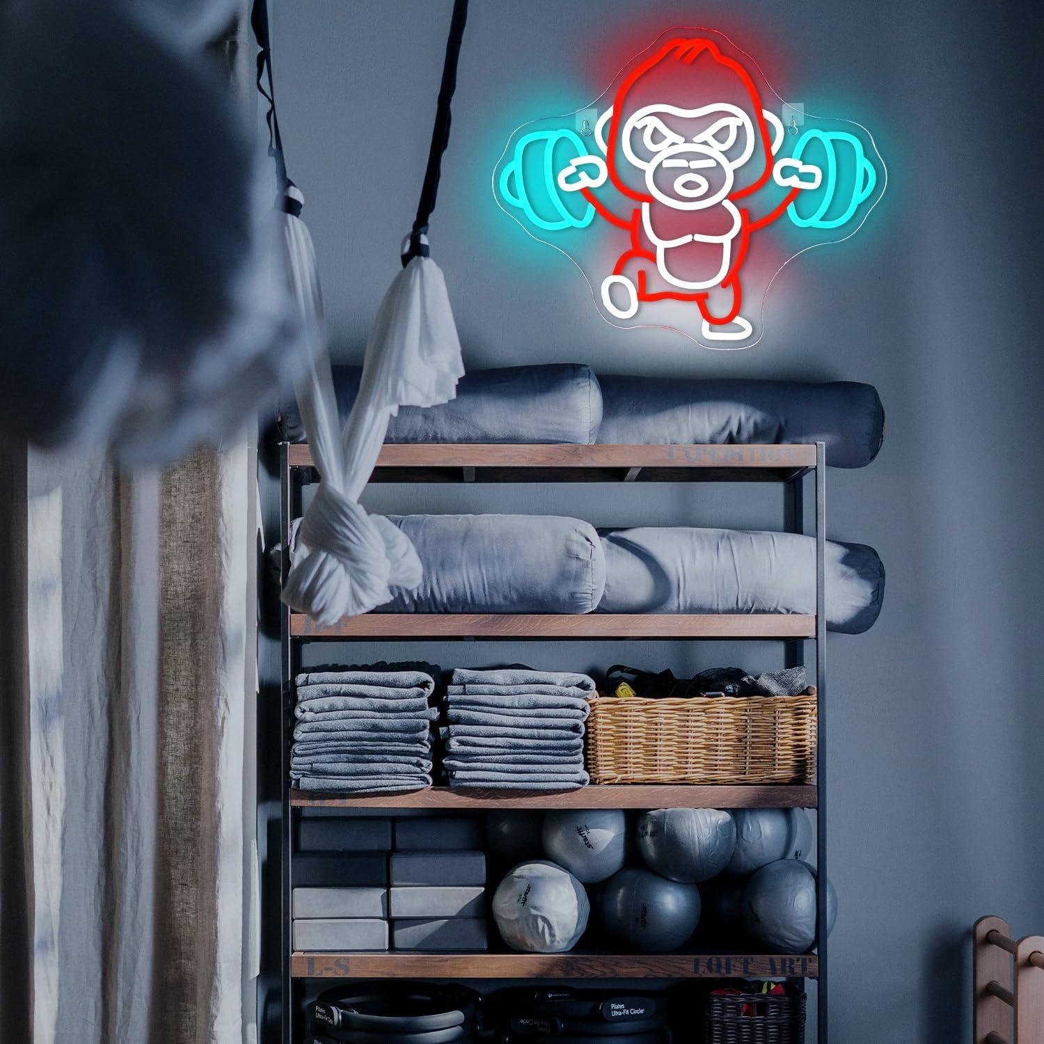 Cartel de Neón DREAMFORT Orangután Fitness 38x12cm